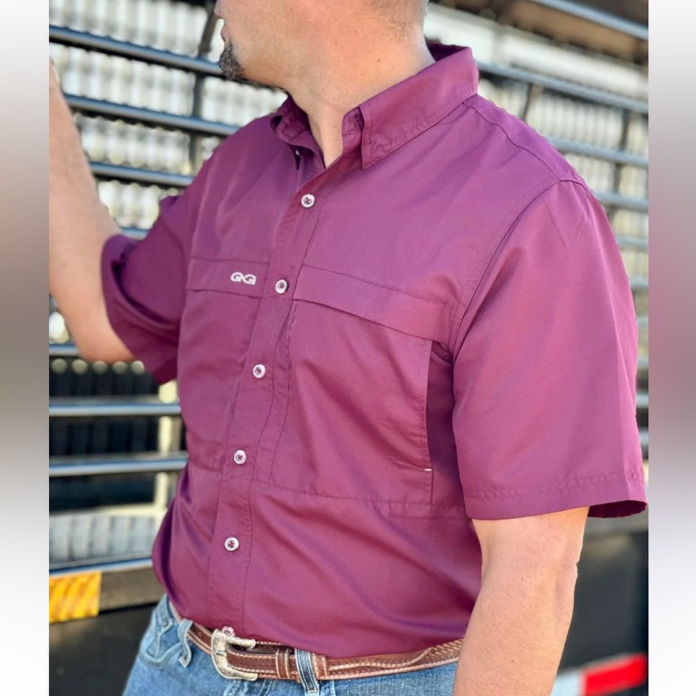 Gameguard A&M Aggie Maroon Short Sleeve Button Down Performance Shirt Small
